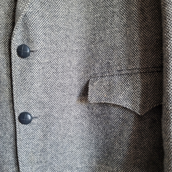 Reed St James sport coat western cut gray herringbone wool lined 40L vtg - Picture 3 of 12